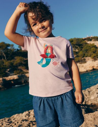 T-shirt manches courtes à appliqué-Sirène rose craie - Boden - Modalova