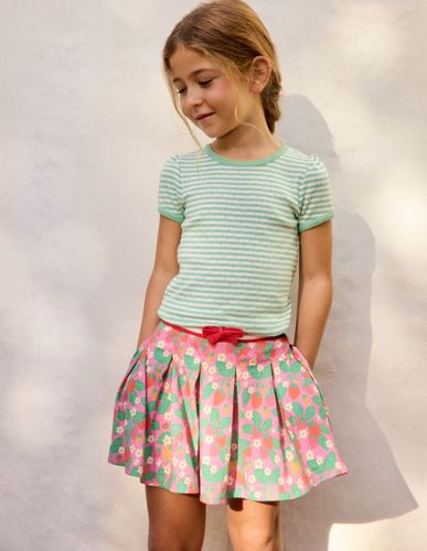 Jupe-short plissée en jersey-Lit de fraises rose cosmos - Boden - Modalova