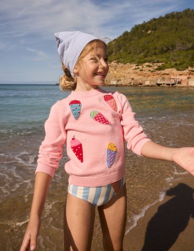 Pull fun Karina en maille crochet-Glaces rose tendre - Boden - Modalova