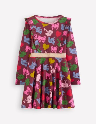 Robe tournoyante Cora en jersey-Motif Festive Fun châtaigne - Boden - Modalova