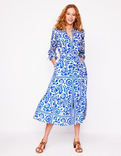 Robe-chemise Mia à volants-Bleu galerie, motif Vine Tile - Boden - Modalova