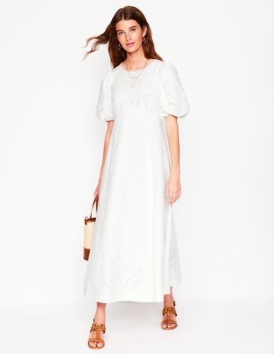 Robe style 40s taille empire à broderie anglaise-Blanc - Boden - Modalova