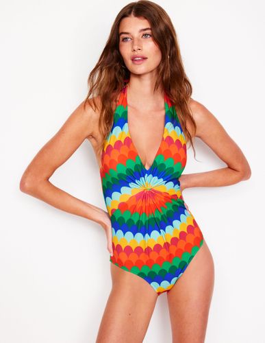 Maillot de bain à dos échancré & fronces-Multi, rayé festonné - Boden - Modalova