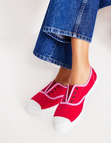 Tennis sans lacets en toile-Rouge boîte aux lettres/rose tendre - Boden - Modalova