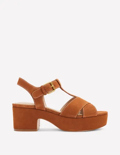 Sandales compensées ajourées-Fauve - Boden - Modalova
