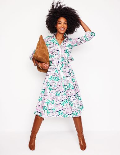 Robe-chemise midi Amy en coton-Ivoire, motif Botanical Greenhouse - Boden - Modalova