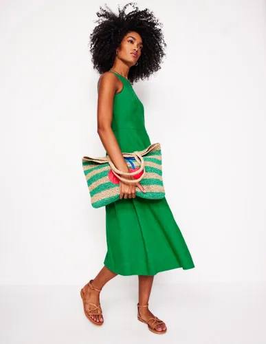 Robe midi Carla en lin-Émeraude Intense - Boden - Modalova