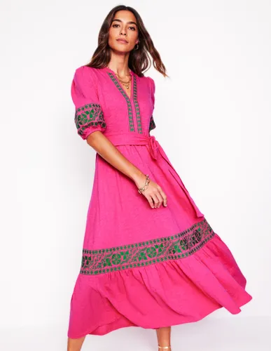 Robe Amara brodée en jersey-Rose pivoine - Boden - Modalova