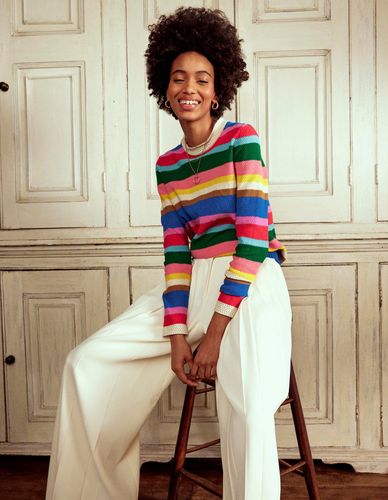 Pull Callie en maille crochet-Rayé large arc-en-ciel vif - Boden - Modalova