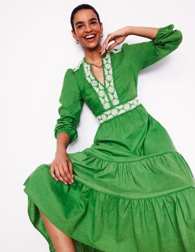 Robe midi Violet en lin mélangé-Vert paradis - Boden - Modalova