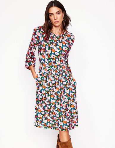 Robe Alexandra à manches blousantes en jersey-Multi, motif Painterly Meadow - Boden - Modalova
