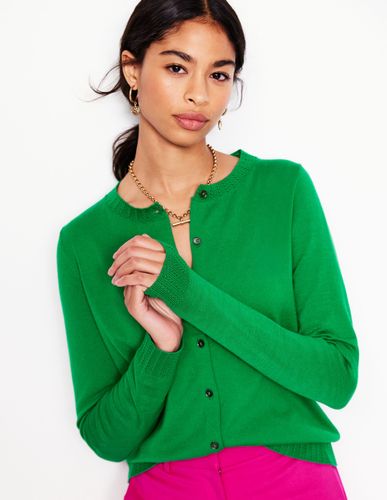 Gilet col rond Emilia en coton-Émeraude Intense - Boden - Modalova