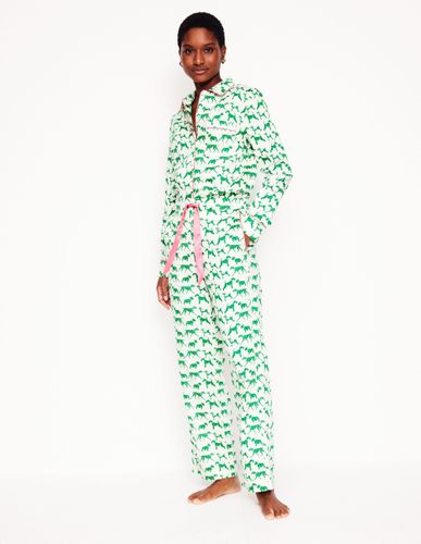 Pantalon de pyjama en satinette de coton-Ivoire, Janet et ses amis - Boden - Modalova
