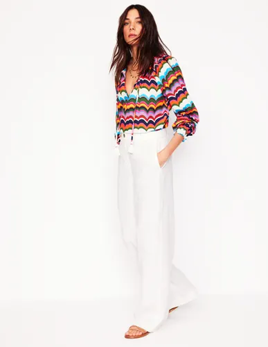 Pantalon Westbourne en lin-Blanc - Boden - Modalova