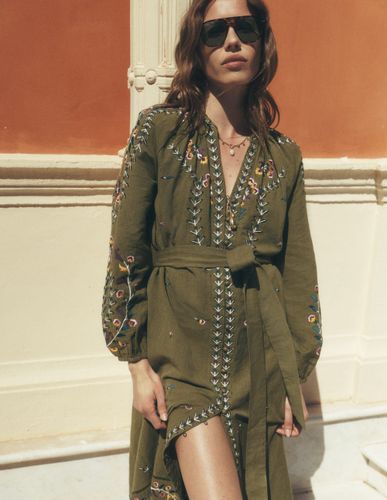 S Robe brodée en lin en Taille Régulière/38 - Boden - Modalova