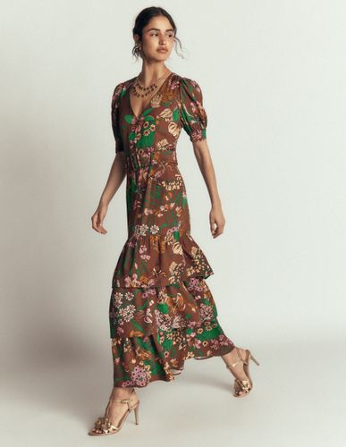 S Robe à col V et volants superposés en Taille Régulière/36 - Boden - Modalova