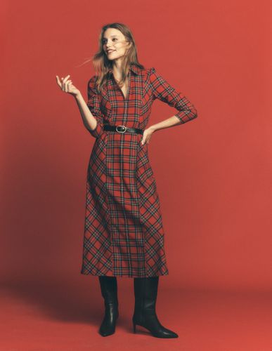 S Robe midi Una à col et carreaux en Taille Petite/38 - Boden - Modalova