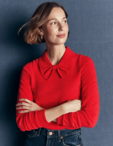 S Pull en maille avec nœud au col en Taille Grande - Boden - Modalova
