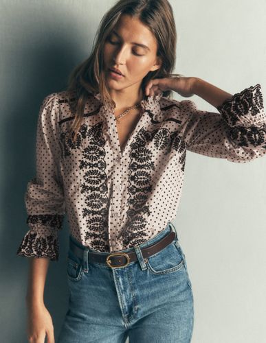 S Top en coton à perles et détails en dentelle en Taille 30 - Boden - Modalova