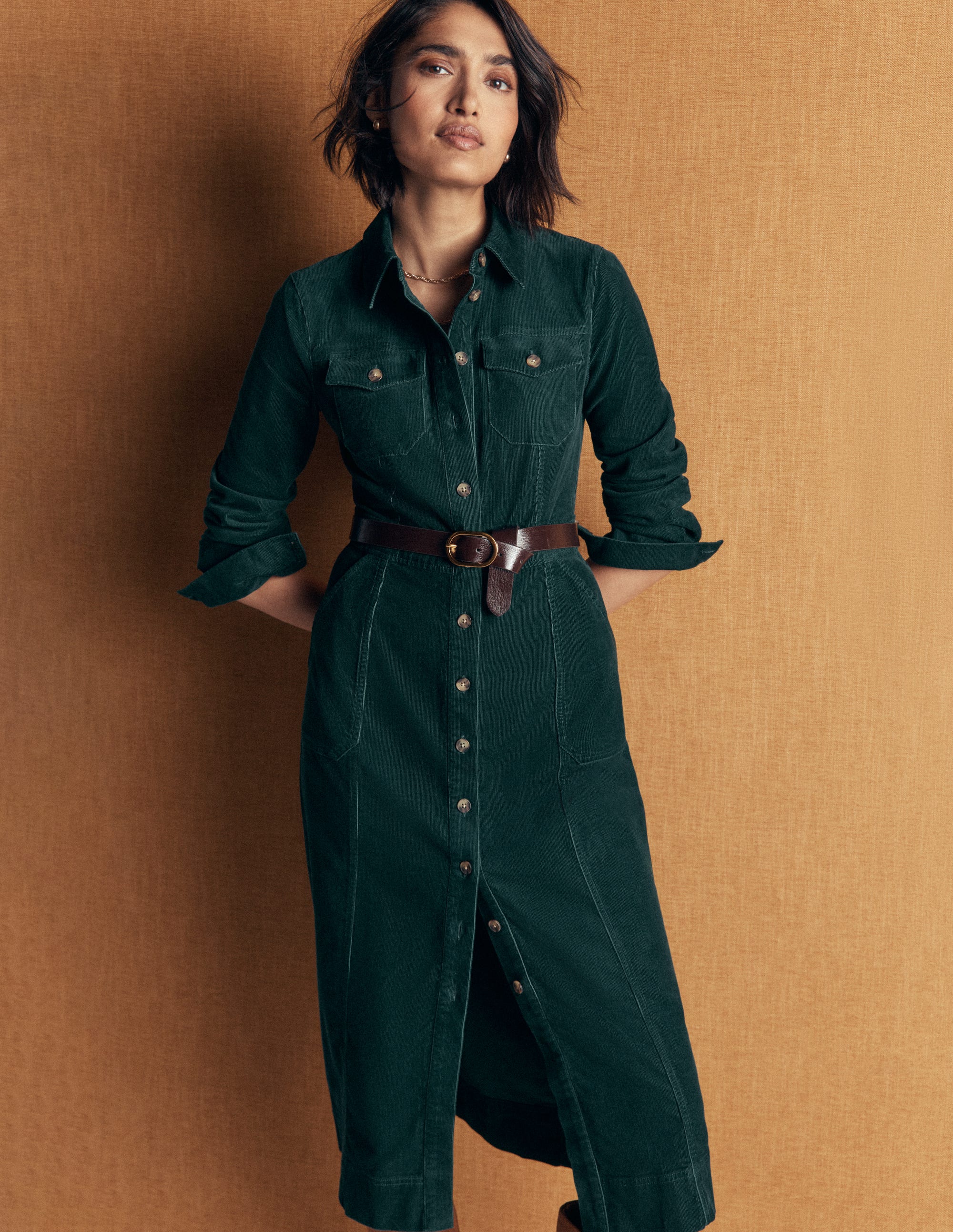 S Robe midi Fleur en velours côtelé en Taille Petite/30 - Boden - Modalova