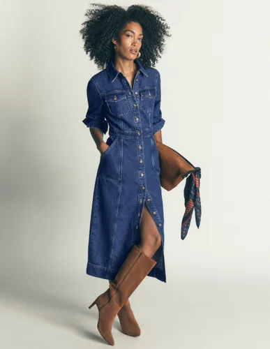 S Robe midi Fleur en jean en Taille Régulière/42 - Boden - Modalova
