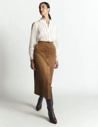 S Jupe midi Val boutonnée en velours côtelé en Taille Petite/34 - Boden - Modalova