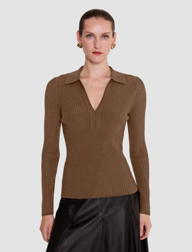 Merino Wool Rib Polo - L - Joseph - Modalova