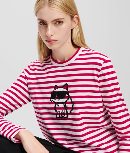 T-shirt À Manches Longues Et À Rayures Ikon, , Sage Écarlate - , Taille: Xs - Karl Lagerfeld - Modalova