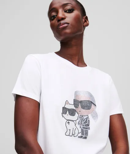 T-shirt À Strass Ikon Karl & Choupette, , , Taille: Xs - Karl Lagerfeld - Modalova