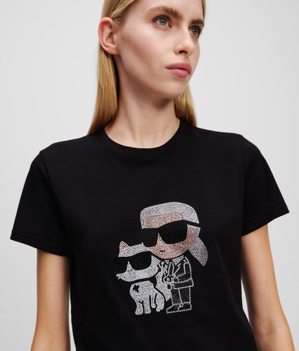 T-shirt À Strass Ikon Karl & Choupette, , , Taille: Xs - Karl Lagerfeld - Modalova