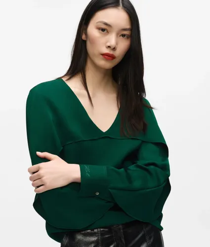 Chemisier À Volants Col En V, , , Taille: 38 - Karl Lagerfeld - Modalova