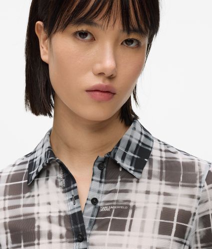 Chemise En Mesh À Carreaux, , Imprimé Intégral À Carreaux Délavés Noirs, Taille: Xs - KL Jeans - Modalova