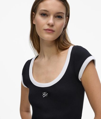 T-shirt Et Blanc À Col Échancré, , , Taille: Xs - Karl Lagerfeld - Modalova
