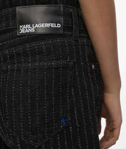Short Bermuda À Rayures Fines En Denim, , Jean Noir À Fines Rayures, Taille: 24 - KL Jeans - Modalova