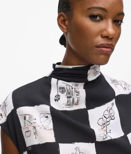 Robe Longueur Midi À Col Montant, , Motif À Damier Imprimé Sur Toute La Surface, Taille: 38 - Karl Lagerfeld - Modalova