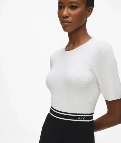 Robe En Maille Bicolore À Logo, , /, Taille: Xs - Karl Lagerfeld - Modalova