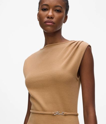 Robe En Jersey Sans Manches Ceinturée, , , Taille: Xs - Karl Lagerfeld - Modalova