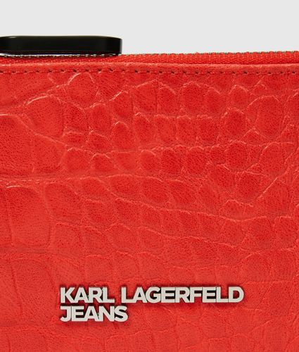 Porte-cartes Croco Avec Logo Métallique, , Rouge À Haut Risque, Taille: One Size - KL Jeans - Modalova