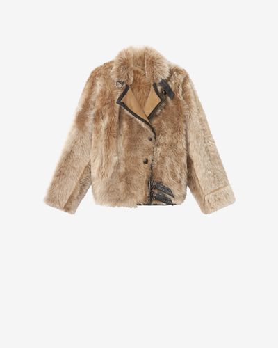 Manteau Roama En Peau Lainée - Écru - Taille38 - Isabel Marant - Modalova