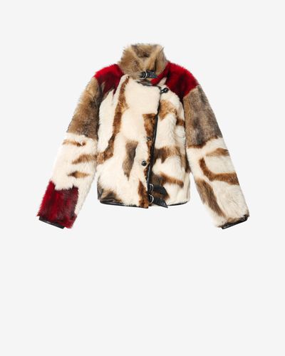 Manteau Roama En Peau Lainée - Écru Et - Taille36 - Isabel Marant - Modalova