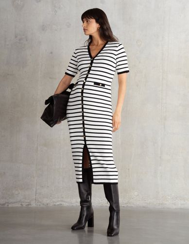 Super-Soft Stripe Rib Knit Maternity + Nursing Dress - Seraphine - Modalova