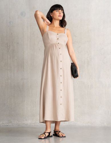 Robe grossesse et allaitement mi-longue boutonnée sur le devant en mélange de lin - Seraphine - Modalova