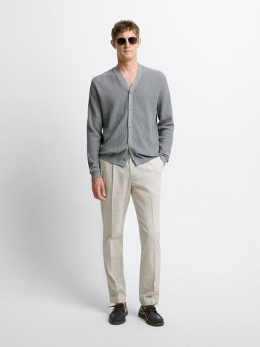 Chino à carreaux en coton lin - Devred - Modalova