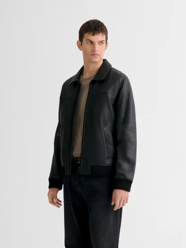 Blouson en cuir col sherpa - Devred - Modalova