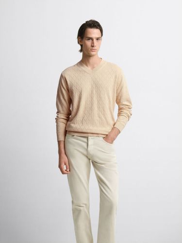 Pull col V tricotage fantaisie - Devred - Modalova
