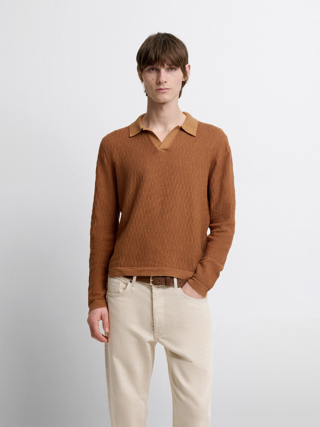 Polo col ouvert en coton-lin - Devred - Modalova