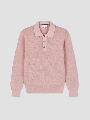 Polo manches longues col boutonné gaufré - Devred - Modalova