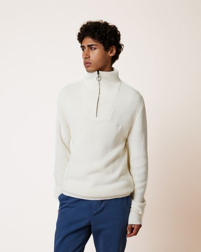 Pull camionneur en laine écru - FAGUO - Modalova