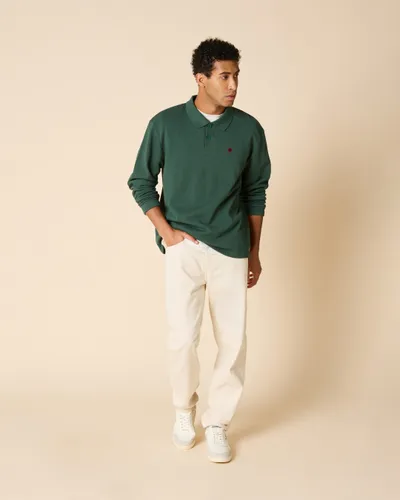 Polo manches longues vert coton bio - FAGUO - Modalova
