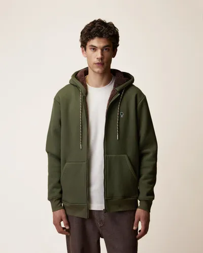 Sweat zippé à capuche chaud kaki - FAGUO - Modalova